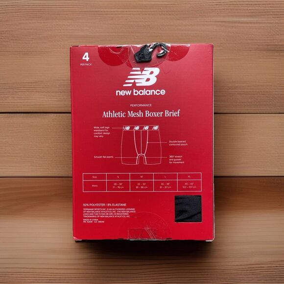 New Balance Men’s 4-Pack Performance Athletic Mesh Boxer Briefs Size Large 36-38 - Picture 2 of 7